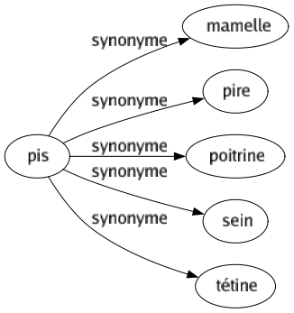 Synonyme de Pis : Mamelle Pire Poitrine Sein Tétine 
