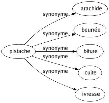 Synonyme de Pistache : Arachide Beurrée Biture Cuite Ivresse 
