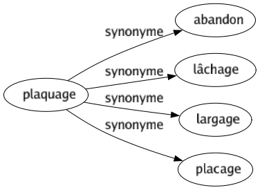Synonyme de Plaquage : Abandon Lâchage Largage Placage 