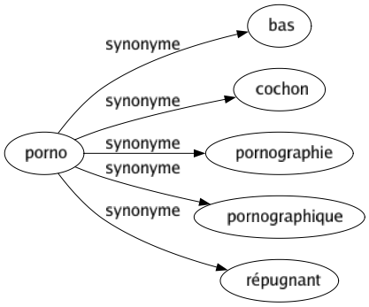 Synonyme de Porno : Bas Cochon Pornographie Pornographique Répugnant 