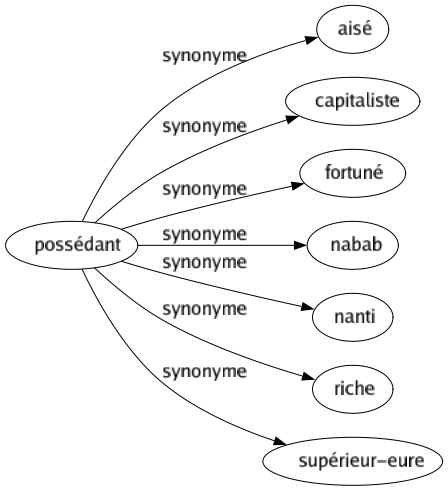 Synonyme de Possédant : Aisé Capitaliste Fortuné Nabab Nanti Riche Supérieur-eure 