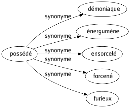 Synonyme de Possédé : Démoniaque Énergumène Ensorcelé Forcené Furieux 