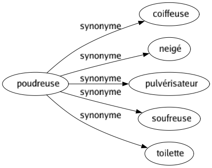 Synonyme de Poudreuse : Coiffeuse Neigé Pulvérisateur Soufreuse Toilette 