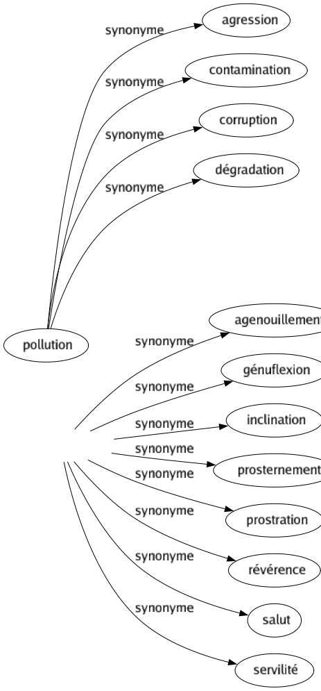 Synonyme de Prosternation : Abaissement Accroupissement Agenouillement Génuflexion Inclination Prosternement Prostration Révérence Salut Servilité 