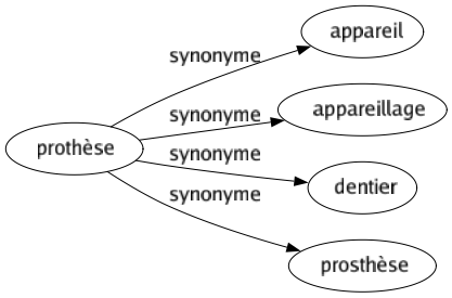 Synonyme de Prothèse : Appareil Appareillage Dentier Prosthèse 