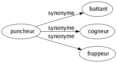 Synonyme de Puncheur : Battant Cogneur Frappeur 