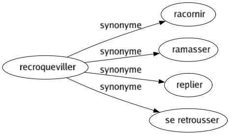 Synonyme de Recroqueviller : Racornir Ramasser Replier Se retrousser 