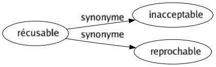 Synonyme de Récusable : Inacceptable Reprochable 