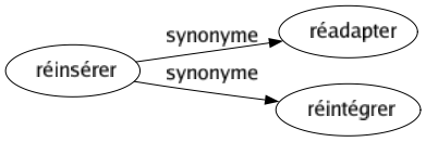 Synonyme de Réinsérer : Réadapter Réintégrer 