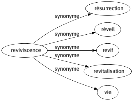 Synonyme de Reviviscence : Résurrection Réveil Revif Revitalisation Vie 