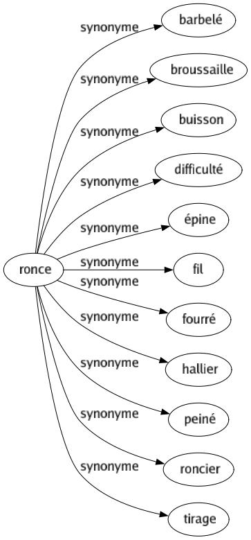 Synonyme de Ronce : Barbelé Broussaille Buisson Difficulté Épine Fil Fourré Hallier Peiné Roncier Tirage 