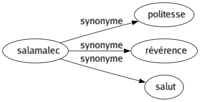 Synonyme de Salamalec : Politesse Révérence Salut 