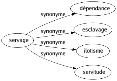 Synonyme de Servage : Dépendance Esclavage Ilotisme Servitude 