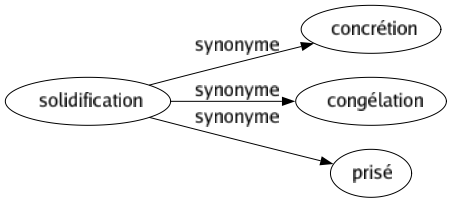 Synonyme de Solidification : Concrétion Congélation Prisé 