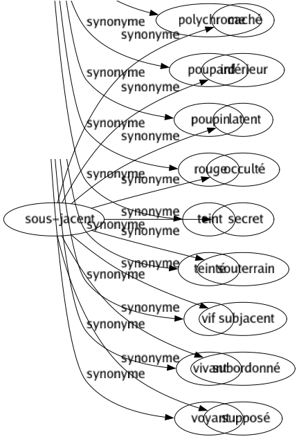 Synonyme de Sous-jacent : Caché Inférieur Latent Occulté Secret Souterrain Subjacent Subordonné Supposé 