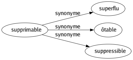 Synonyme de Supprimable : Superflu Ôtable Suppressible 