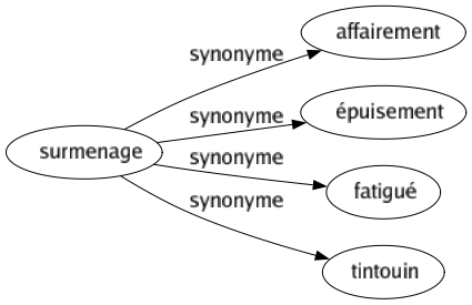 Synonyme de Surmenage : Affairement Épuisement Fatigué Tintouin 