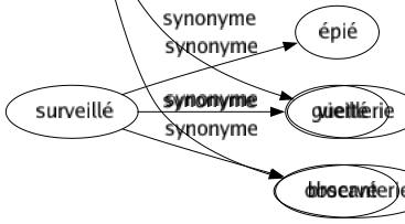 Synonyme de Surveillé : Épié Guetté Observé 