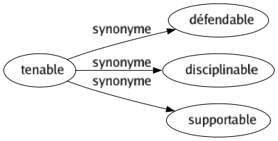 Synonyme de Tenable : Défendable Disciplinable Supportable 