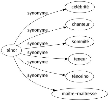 Synonyme de Ténor : Célébrité Chanteur Sommité Teneur Ténorino Maître-maîtresse 