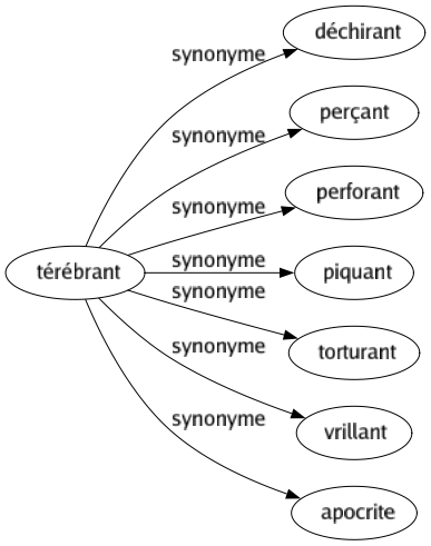 Synonyme de Térébrant : Déchirant Perçant Perforant Piquant Torturant Vrillant Apocrite 