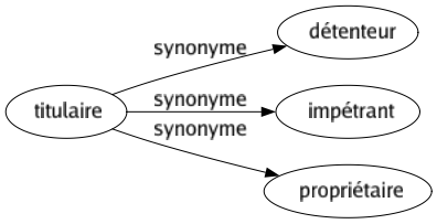 Synonyme de Titulaire : Détenteur Impétrant Propriétaire 