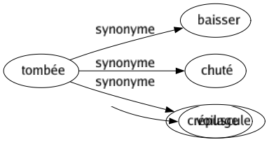 Synonyme de Tombée : Baisser Chuté Crépuscule 