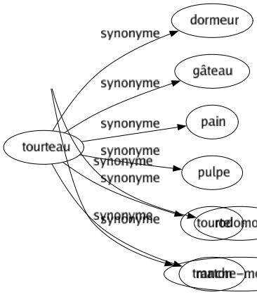 Synonyme de Tourteau : Dormeur Gâteau Pain Pulpe Tourte Maton 