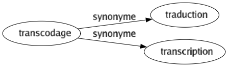 Synonyme de Transcodage : Traduction Transcription 