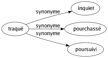 Synonyme de Traqué : Inquiet Pourchassé Poursuivi 