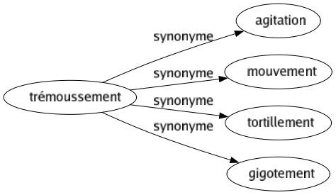 Synonyme de Trémoussement : Agitation Mouvement Tortillement Gigotement 