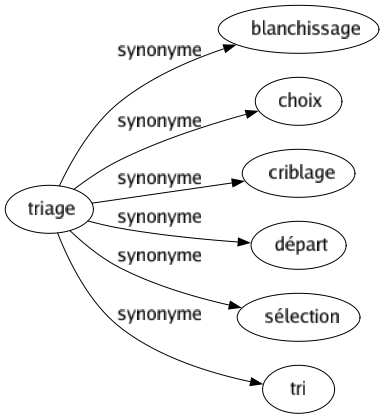 Synonyme de Triage : Blanchissage Choix Criblage Départ Sélection Tri 