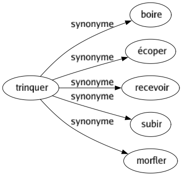 Synonyme de Trinquer : Boire Écoper Recevoir Subir Morfler 