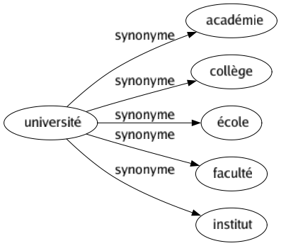 Synonyme de Université : Académie Collège École Faculté Institut 