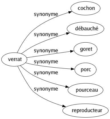 Synonyme de Verrat : Cochon Débauché Goret Porc Pourceau Reproducteur 