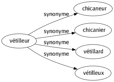 Synonyme de Vétilleur : Chicaneur Chicanier Vétillard Vétilleux 
