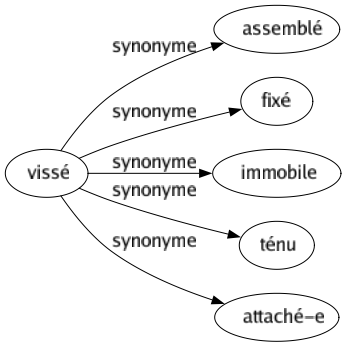 Synonyme de Vissé : Assemblé Fixé Immobile Ténu Attaché-e 