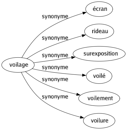 Synonyme de Voilage : Écran Rideau Surexposition Voilé Voilement Voilure 