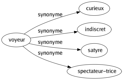 Synonyme de Voyeur : Curieux Indiscret Satyre Spectateur-trice 